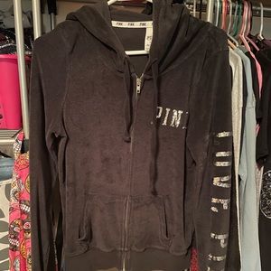 Pink Velour Full Zipper Jacket